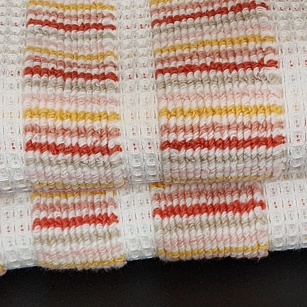 Caro Home 8pc Stripe Cotton Bath Towel Set Multicolor Fall Decor Waffle Weave